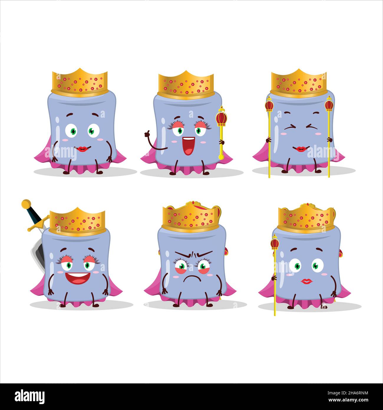 Queen and her magic clothes cartoon of blueberry marshmallow wearing tiara. Vector illustration Stock Vector