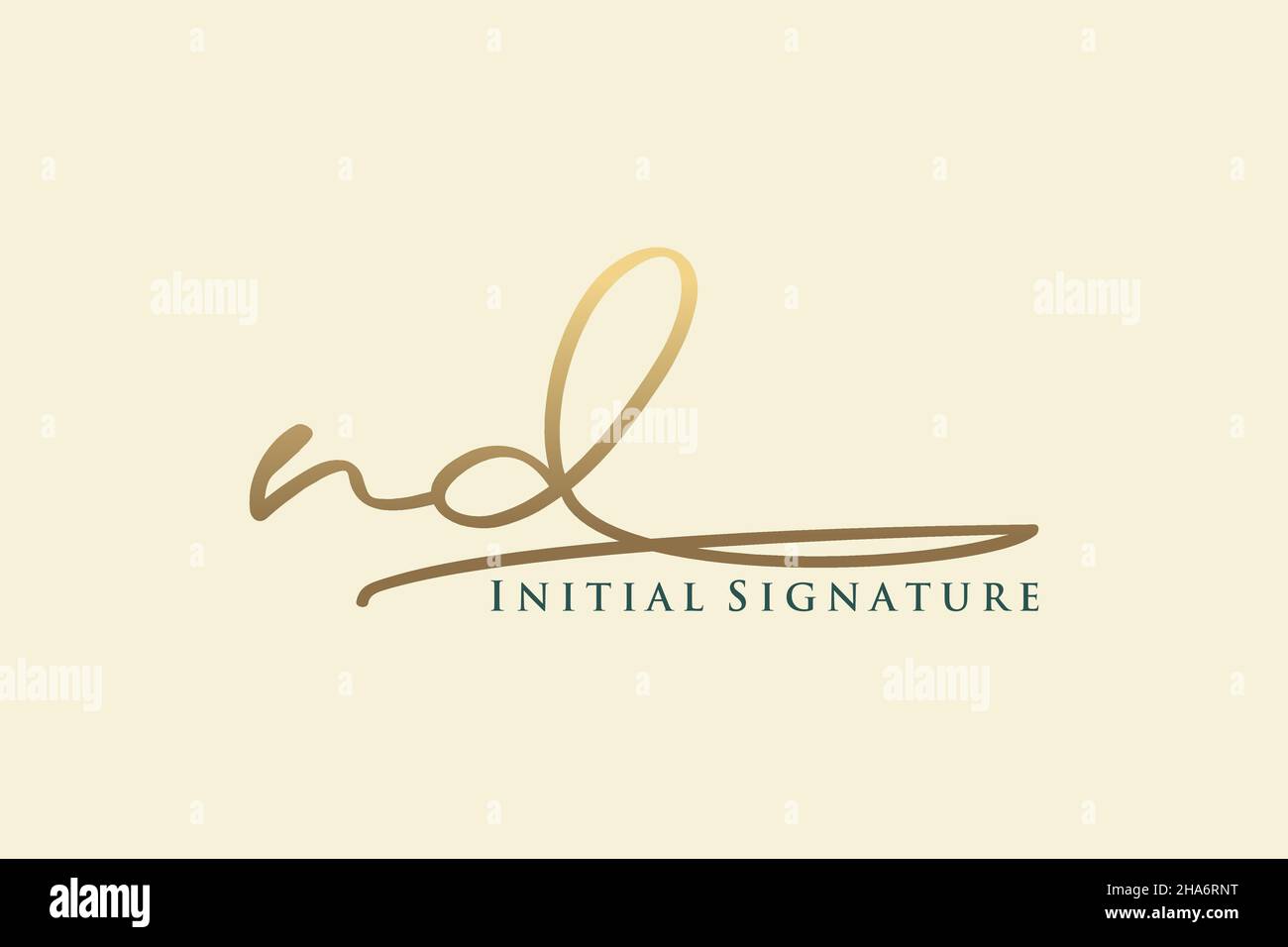 ND Letter Signature Logo Template elegant design logo. Hand drawn Calligraphy lettering Vector illustration. Stock Vector