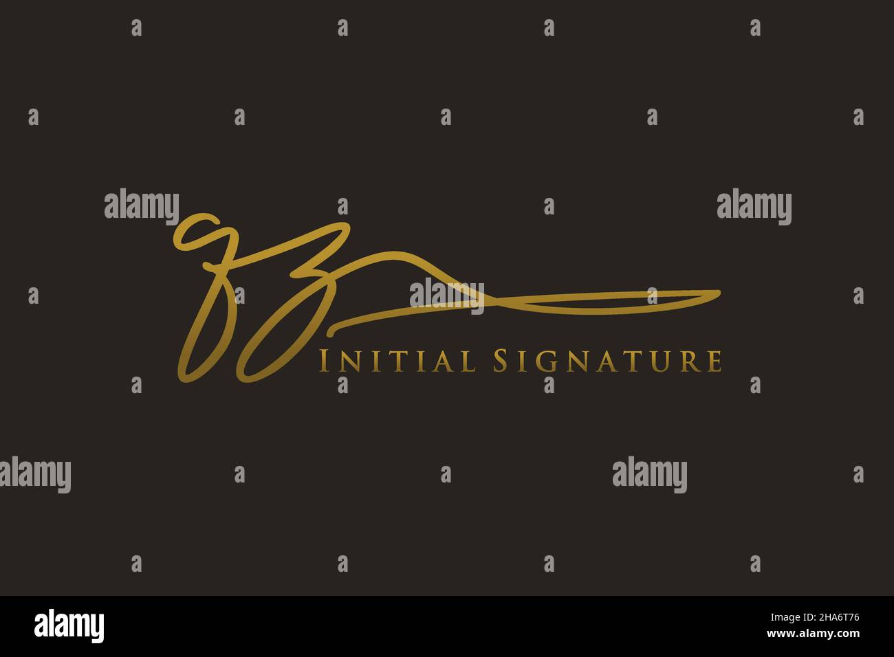 QZ Letter Signature Logo Template elegant design logo. Hand drawn Calligraphy lettering Vector illustration. Stock Vector