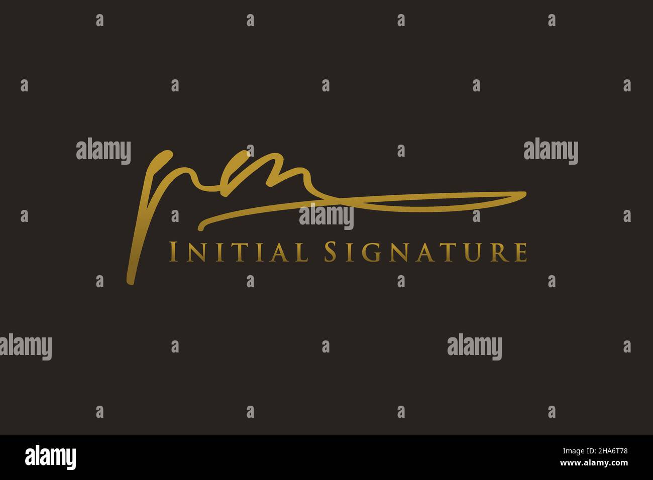 PM Letter Signature Logo Template elegant design logo. Hand drawn Calligraphy lettering Vector illustration. Stock Vector