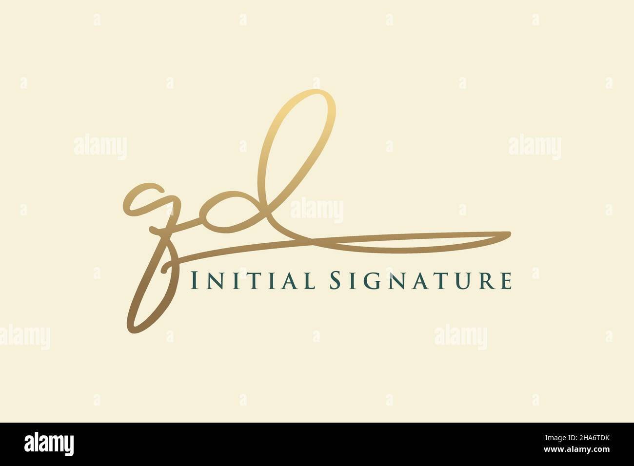 QD Letter Signature Logo Template elegant design logo. Hand drawn Calligraphy lettering Vector illustration. Stock Vector