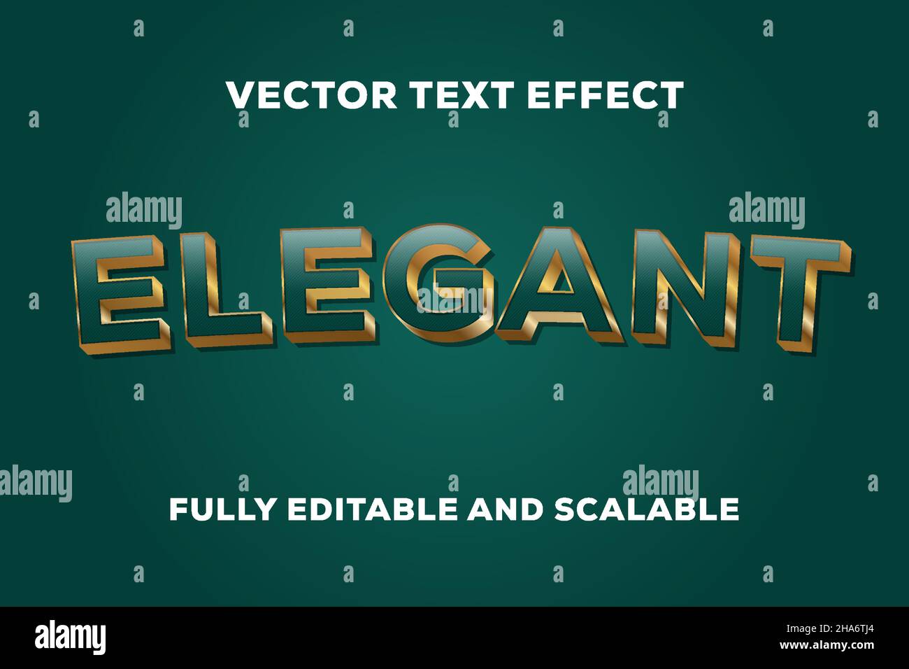 elegant vector text effect editable. green text effect with gold. vector design. lettering Stock Vector