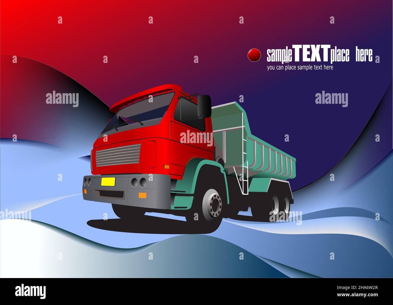 Red-green truck on the abstract background. Lorry. Vector 3d ...