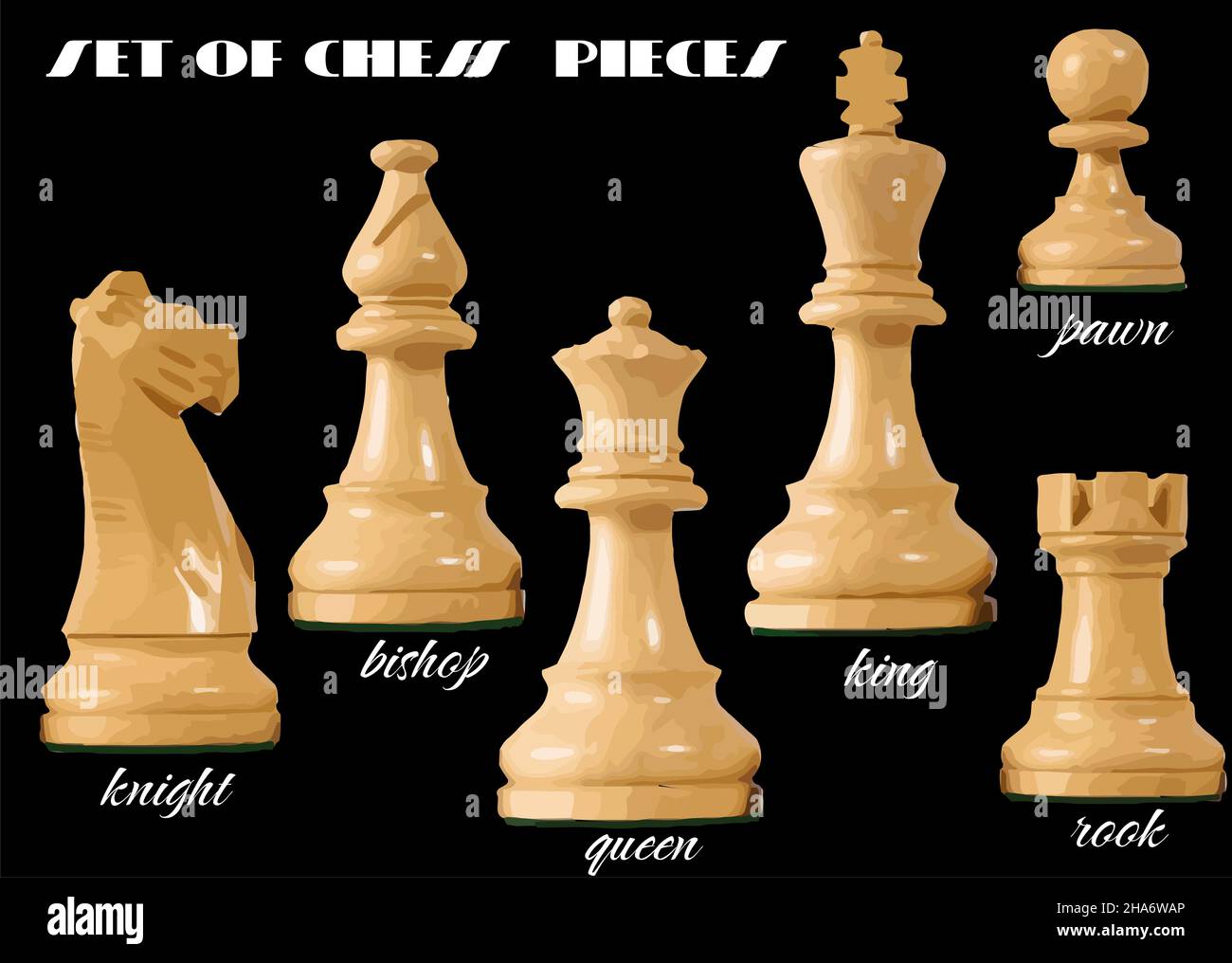Chess pieces. Vector 3d color illustration Stock Vector