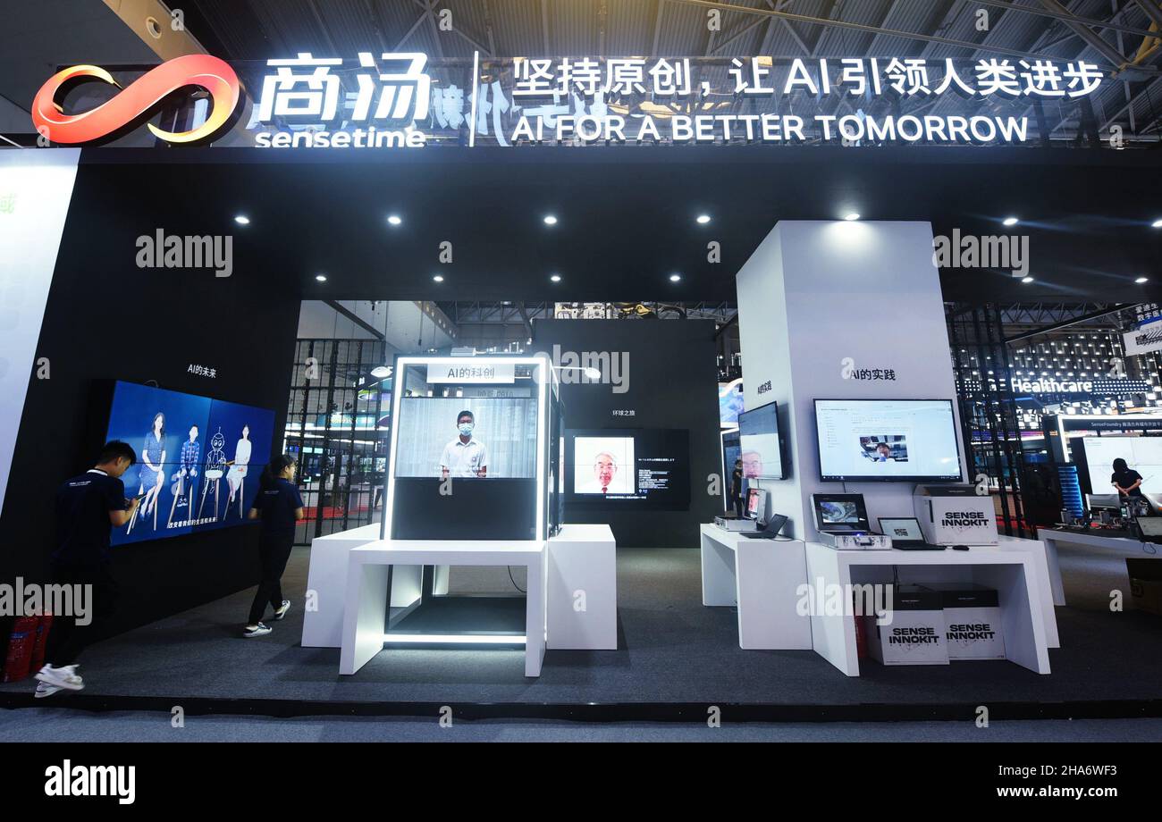 SHANGHAI, CHINA JULY 7, 2021 The booth of Sensetime is pictured at the world Artificial