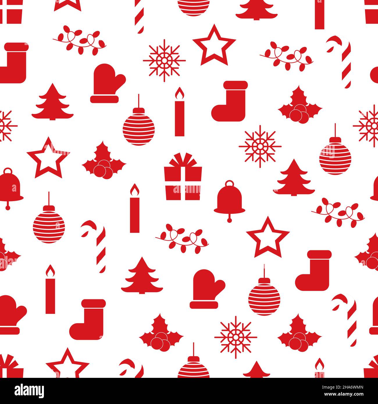 New year pattern in red from different icons Stock Vector