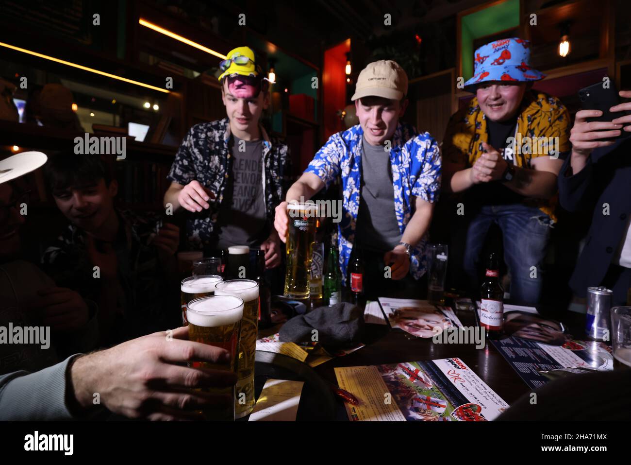 Members of the Barmy Army, an official England cricket supporters club