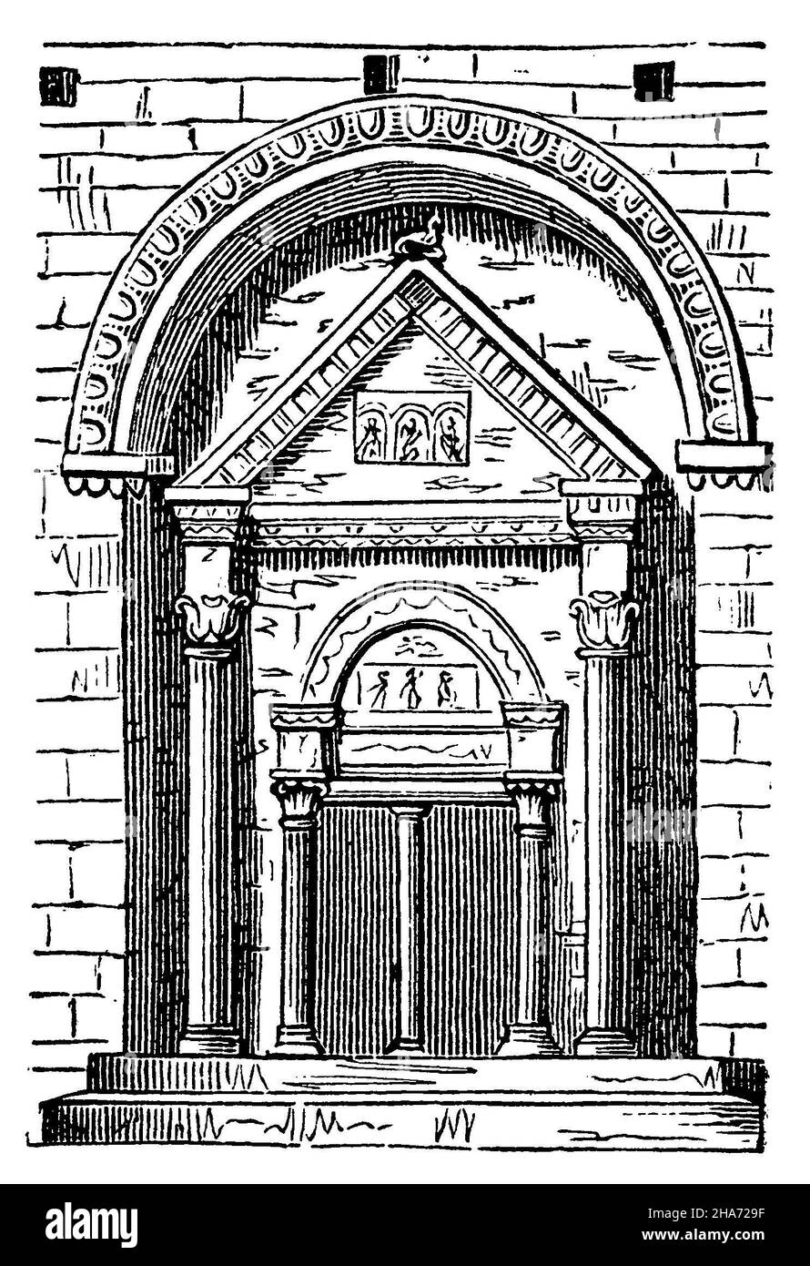 Portal of the church St. Gabriel, , anonym (art history book, 1896) Stock Photo