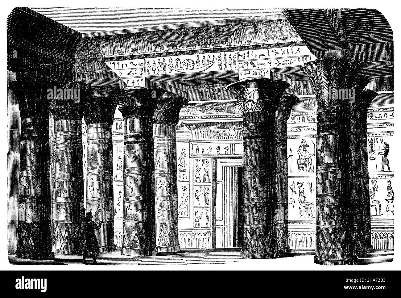 Columned hall of the Osiris temple at Philae, ,  (art history book, 1887) Stock Photo