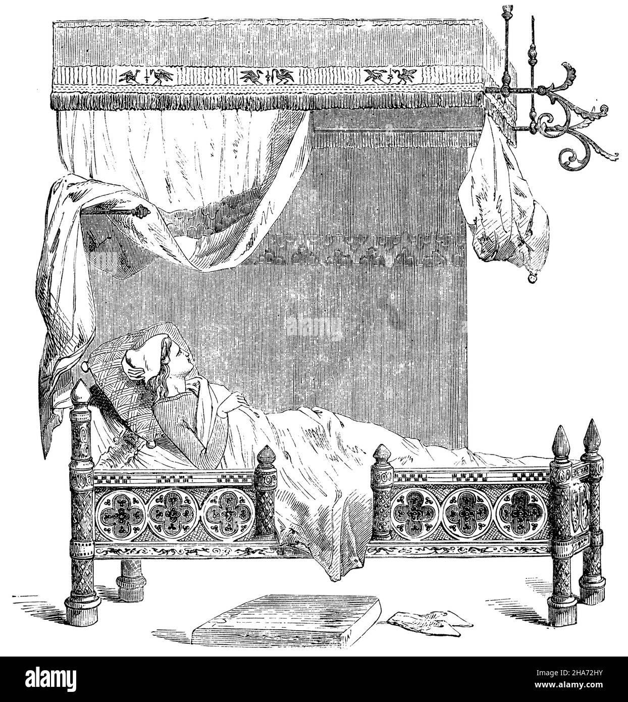 Medieval illustration bed Black and White Stock Photos & Images - Alamy