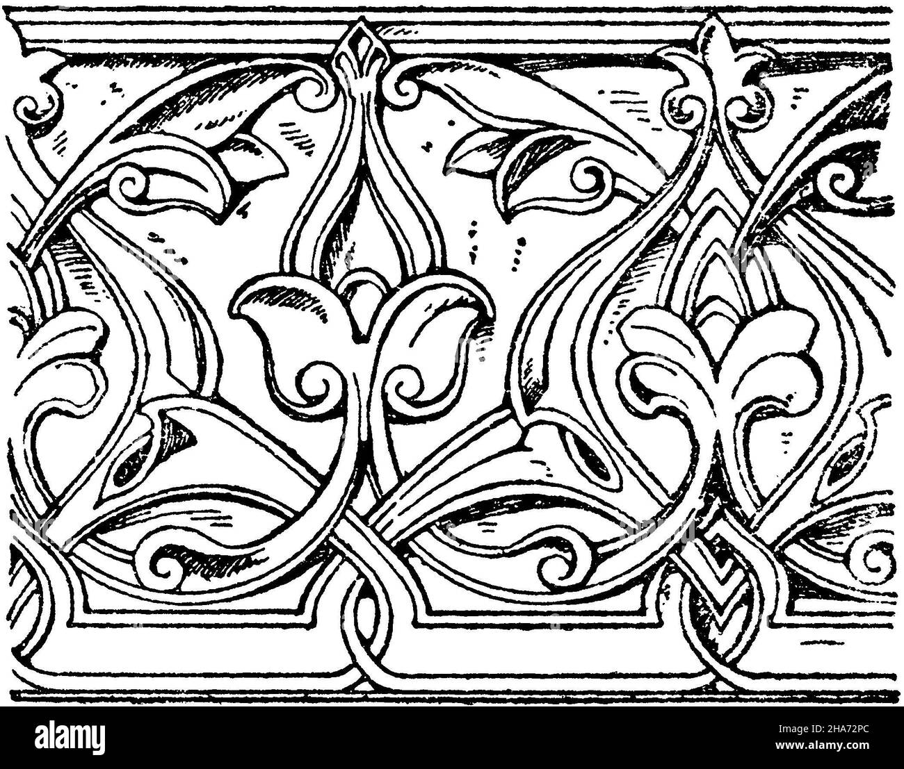 Running finials: Arabic ornament from the mosque of Sultan Hassan in Cairo. 14th century., , ML (pattern book, ) Stock Photo