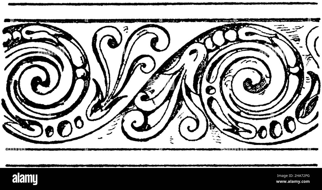 Water wave band: frieze decoration from the Otto-Heinrichsbau of Heidelberg Castle., , ML (pattern book, ) Stock Photo