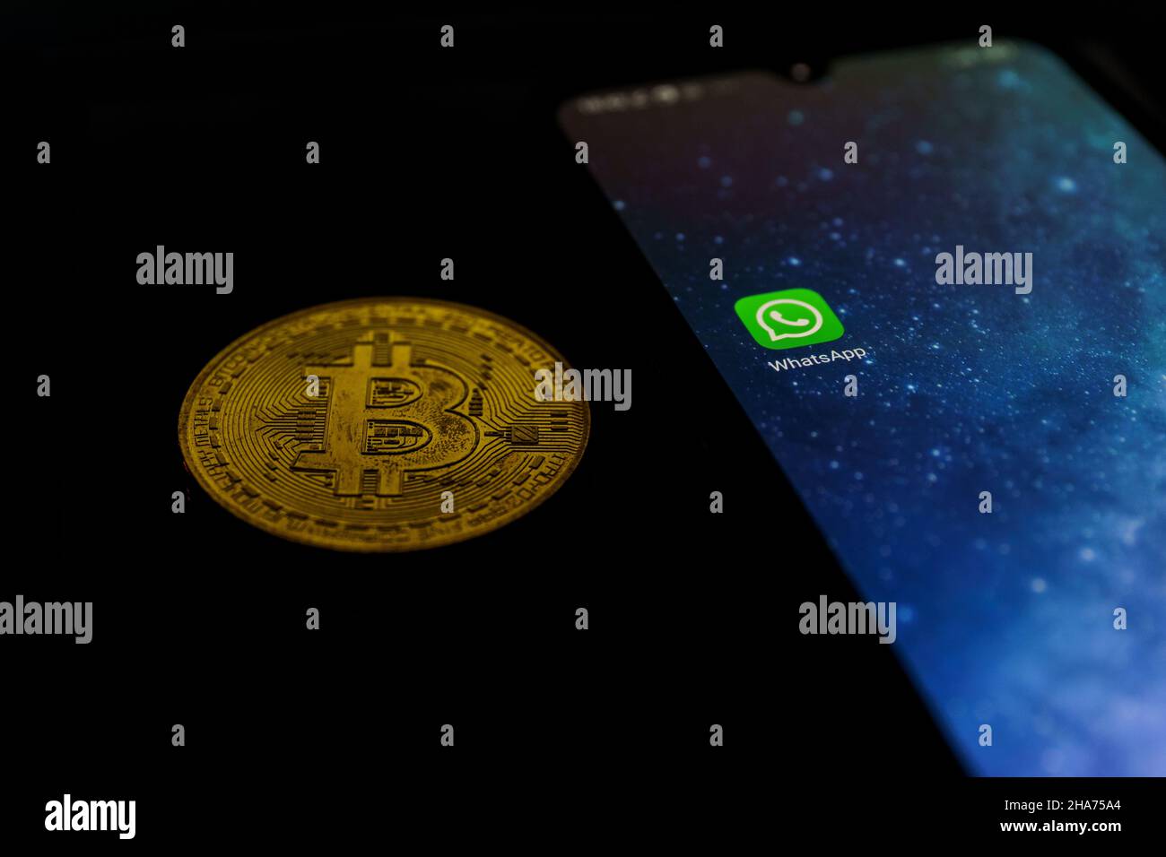 WhatsApp application on smartphone and bitcoin cryptocurency. WhatsApp  launches cryptocurrency payments Stock Photo - Alamy