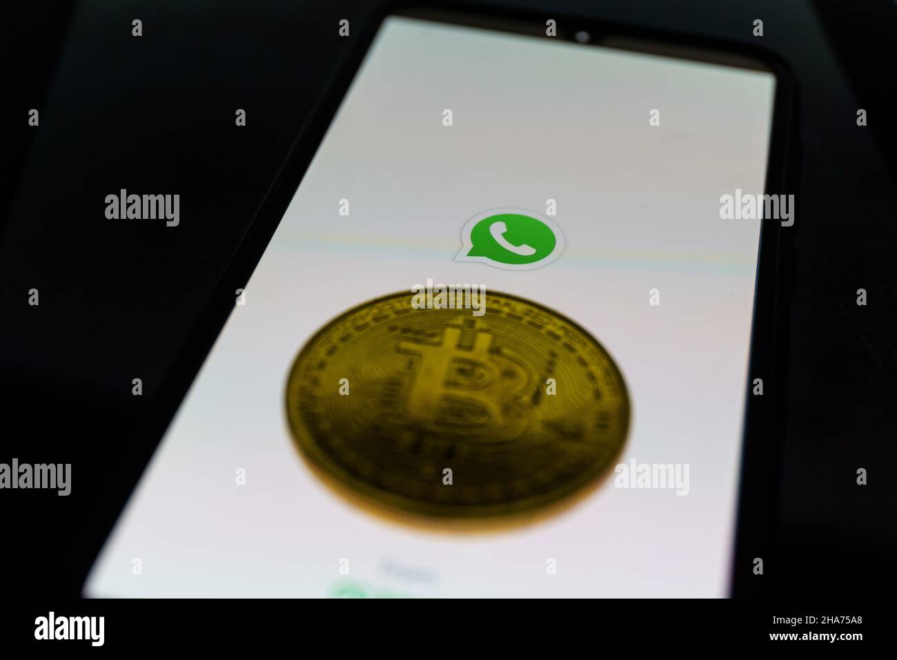 WhatsApp application on smartphone and bitcoin cryptocurency. WhatsApp  launches cryptocurrency payments Stock Photo - Alamy