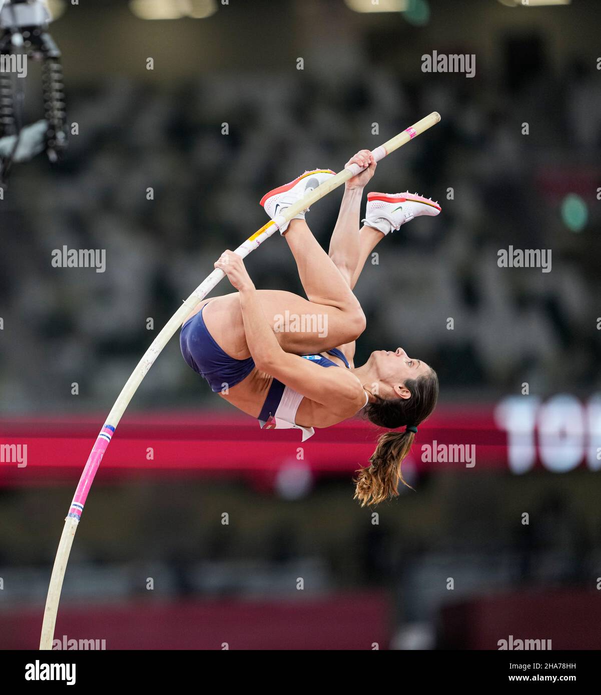 Katerina Stefanidi participating in the Tokyo 2020 Olympics in the pole vault discipline Stock