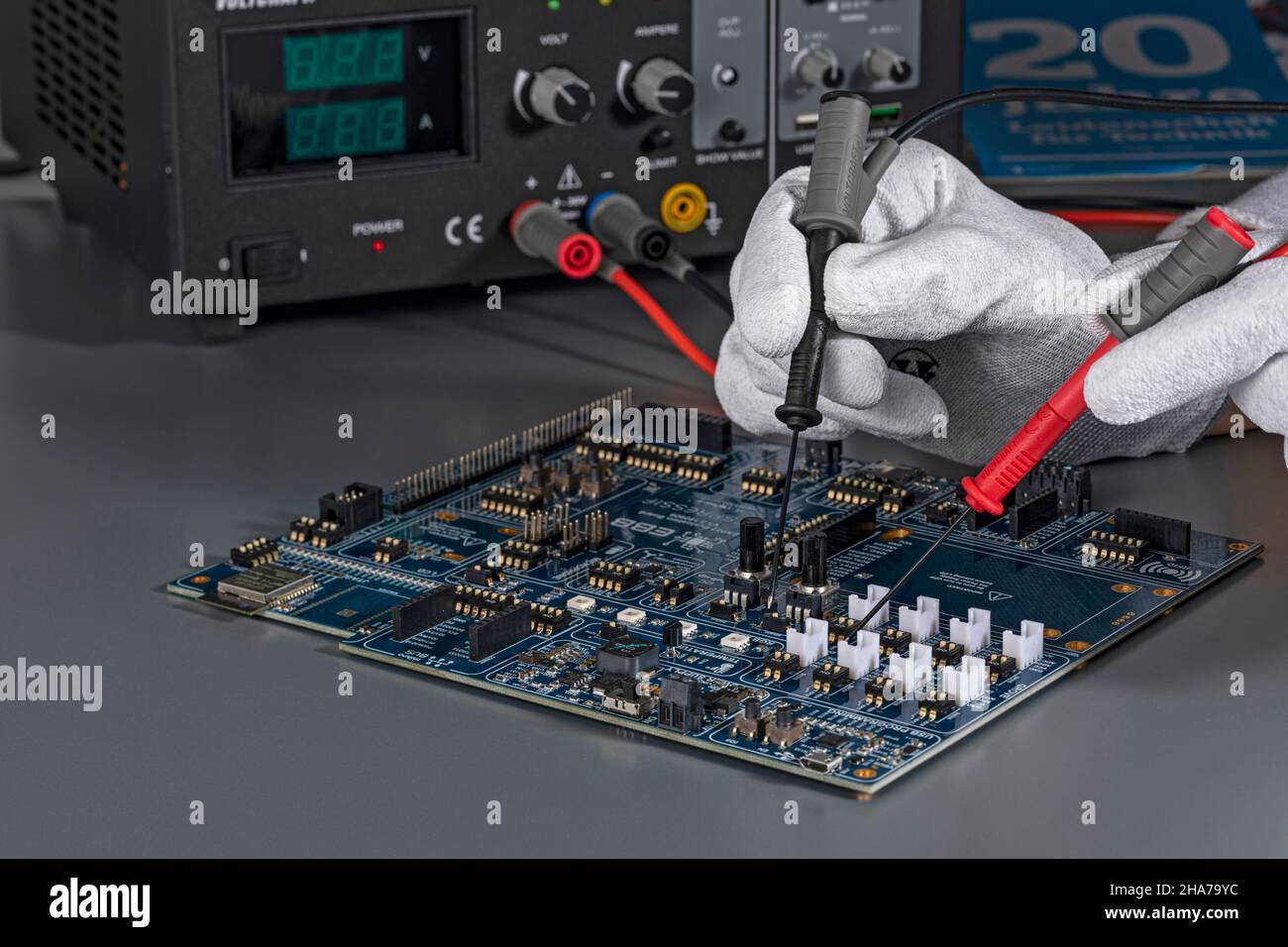 Detail of electronic measuring on a work bench in laboratory Stock ...