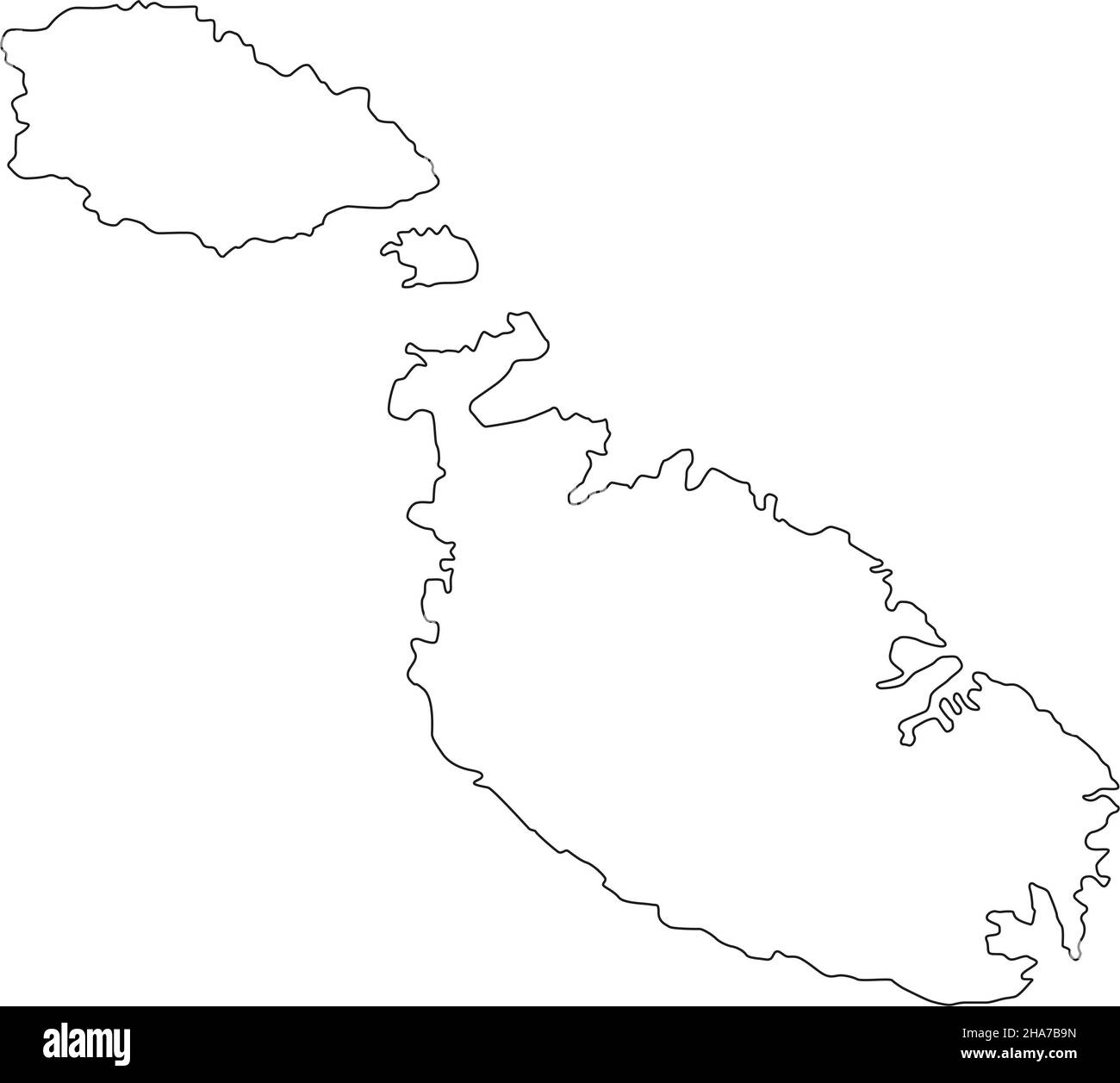 Outline of Malta map with black color on a white background Stock Photo