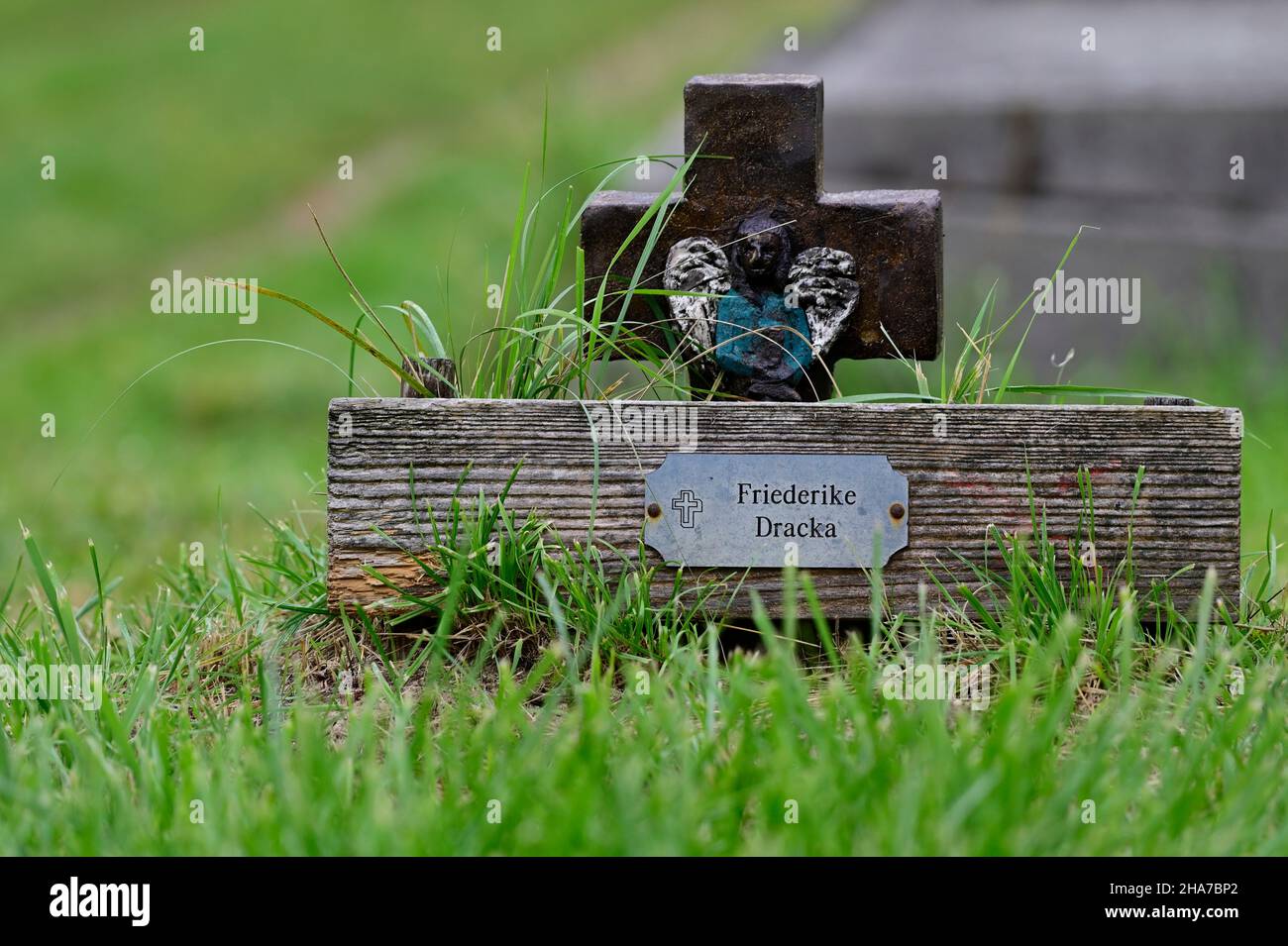 Vienna, Austria. The Vienna Central Cemetery. Simple grave at the central cemetery Stock Photo