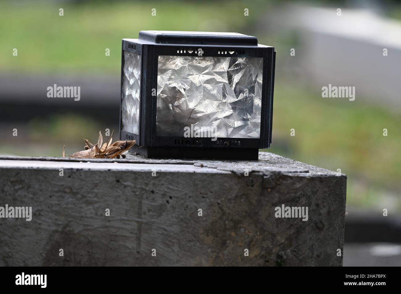 Vienna, Austria. The Vienna Central Cemetery. Grave lantern at the central cemetery Stock Photo