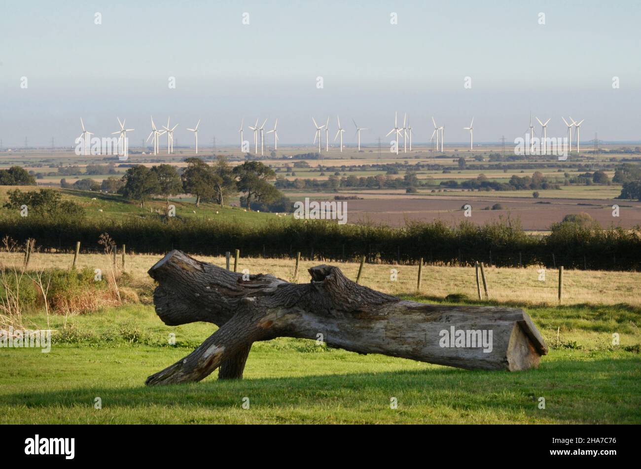 Wind farm on Romney marshes kent england Stock Photo