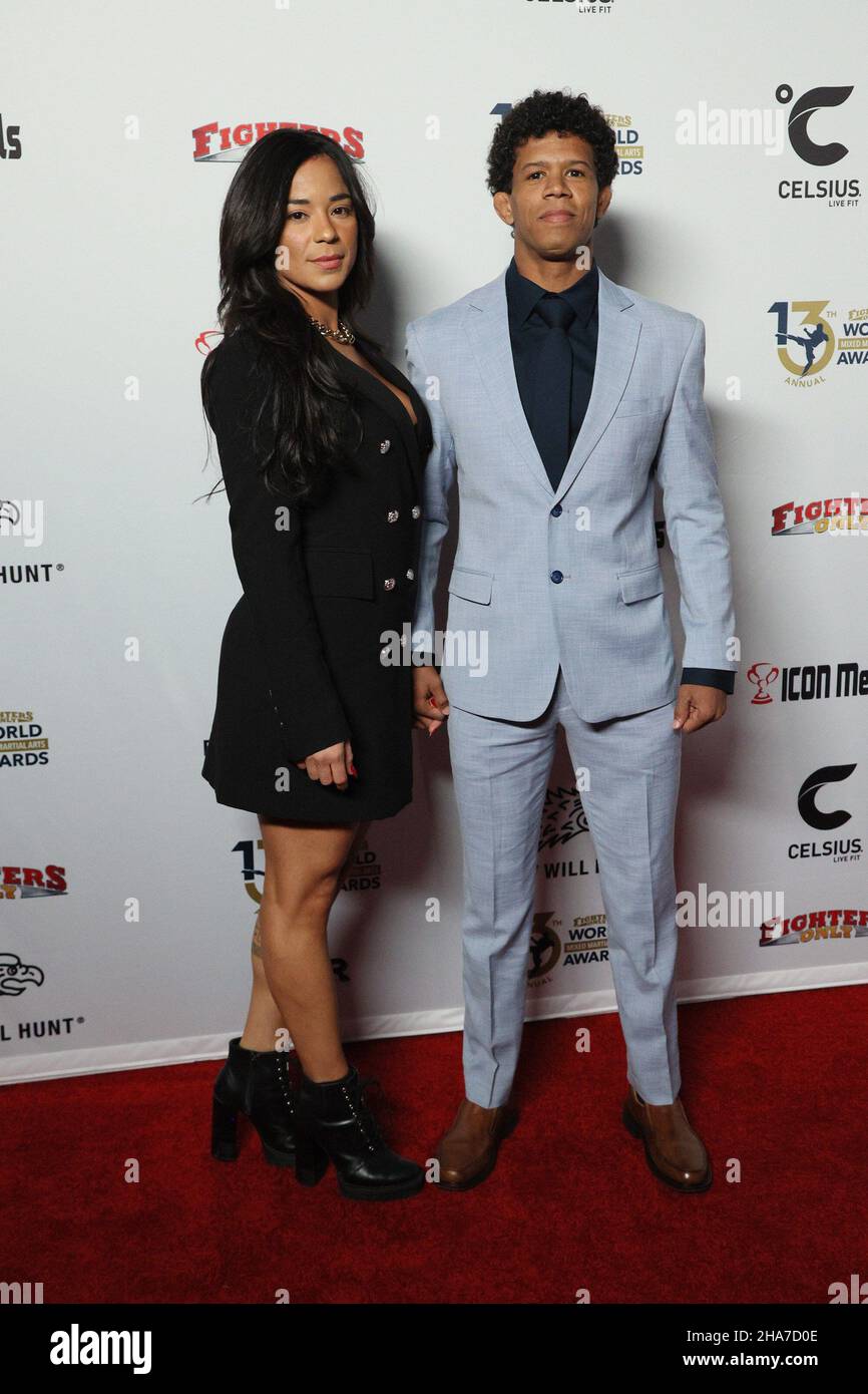 Las Vegas, NV, USA. 10th Dec, 2021. Wesley Santos, Moa Dern Santos,  Mackenzie Dern at arrivals for 13th Annual Fighters Only World MMA Awards,  Worre Studios, Las Vegas, NV December 10, 2021.