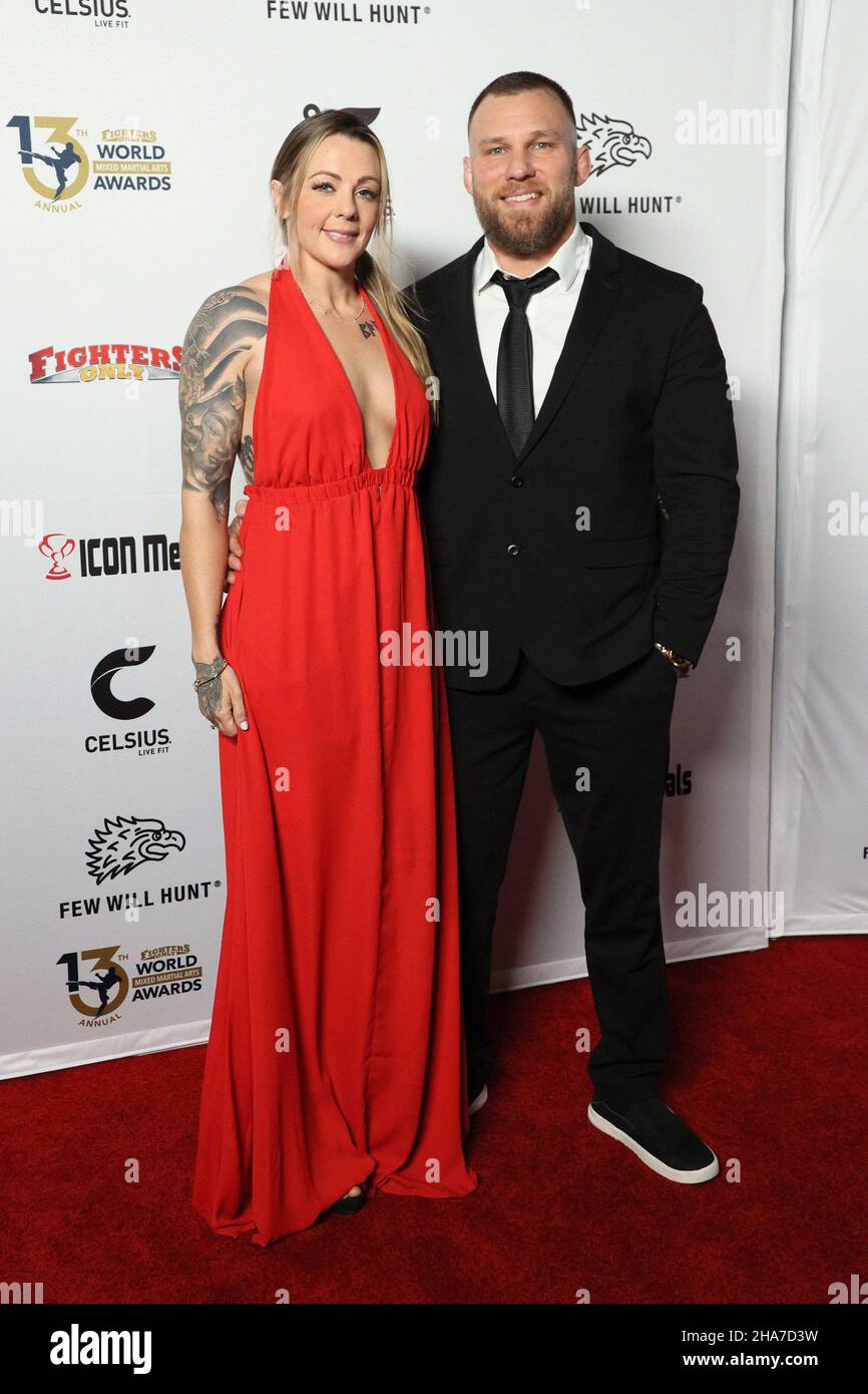 Las Vegas, NV, USA. 10th Dec, 2021. Wesley Santos, Moa Dern Santos,  Mackenzie Dern at arrivals for 13th Annual Fighters Only World MMA Awards,  Worre Studios, Las Vegas, NV December 10, 2021.