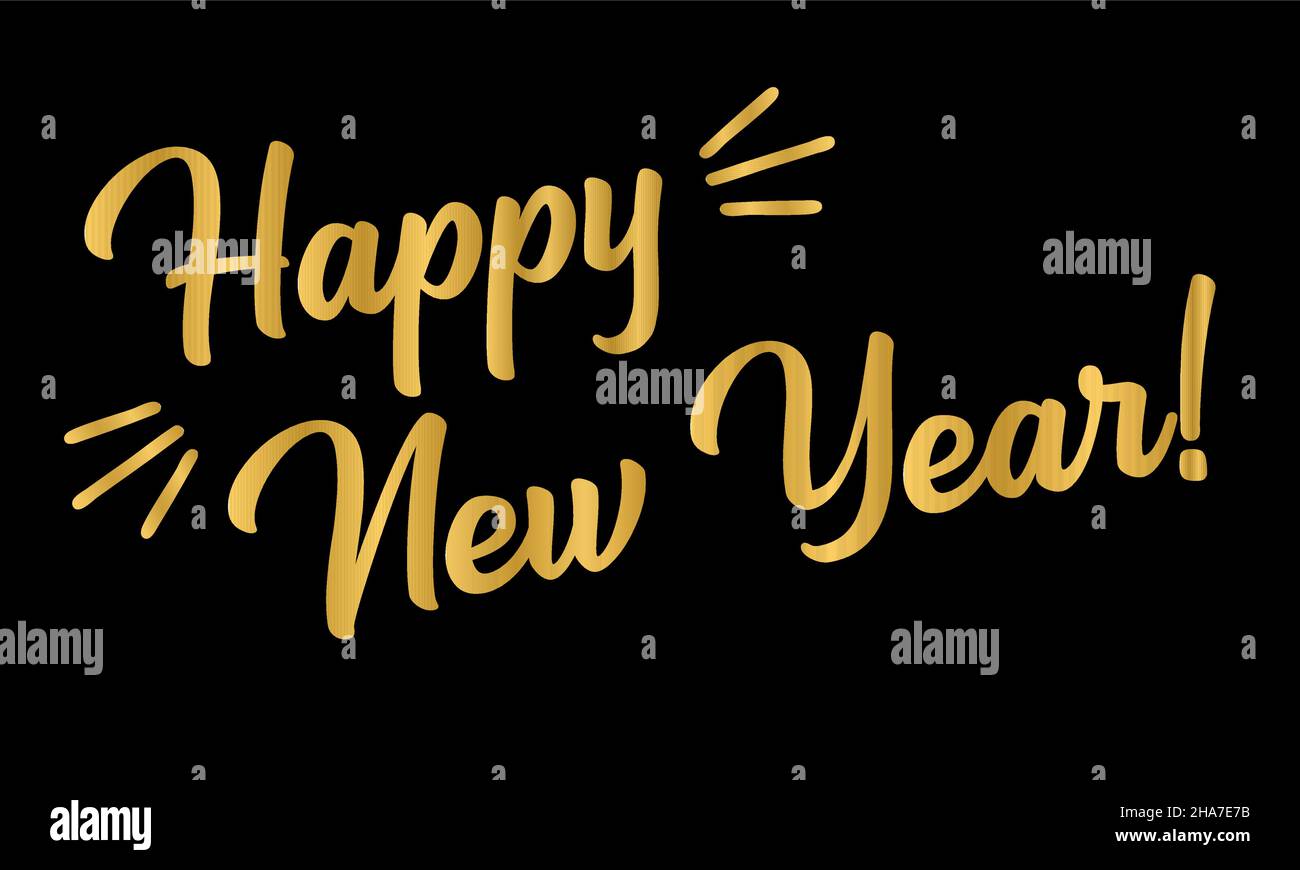 Hand sketched HAPPY NEW YEAR quote. Lettering for poster, sticker, flyer, header, card, advertisement, announcement.  Stock Vector