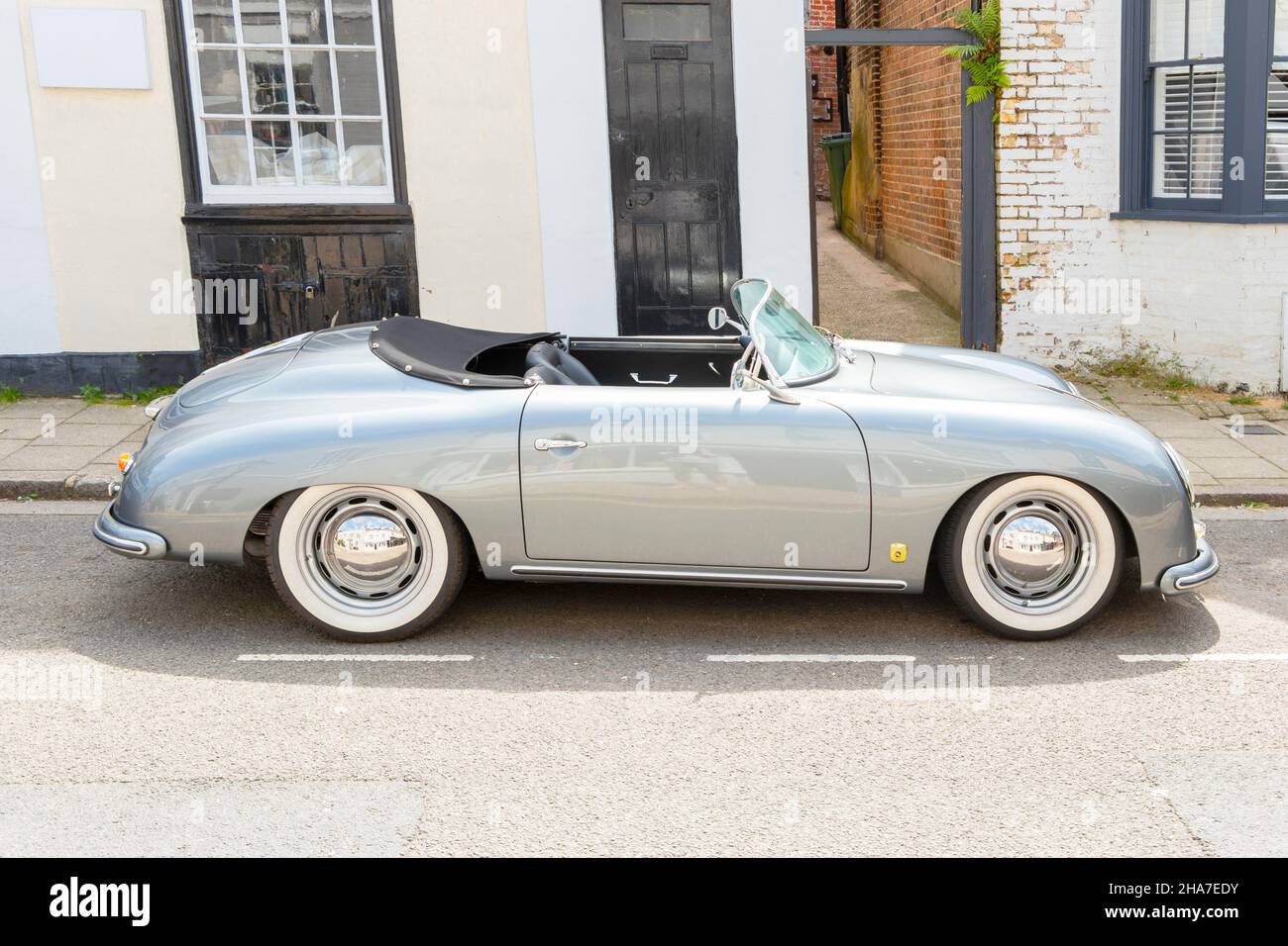 vintage silver grey Porsche 356 convertible roadster Stock Photo - Alamy
