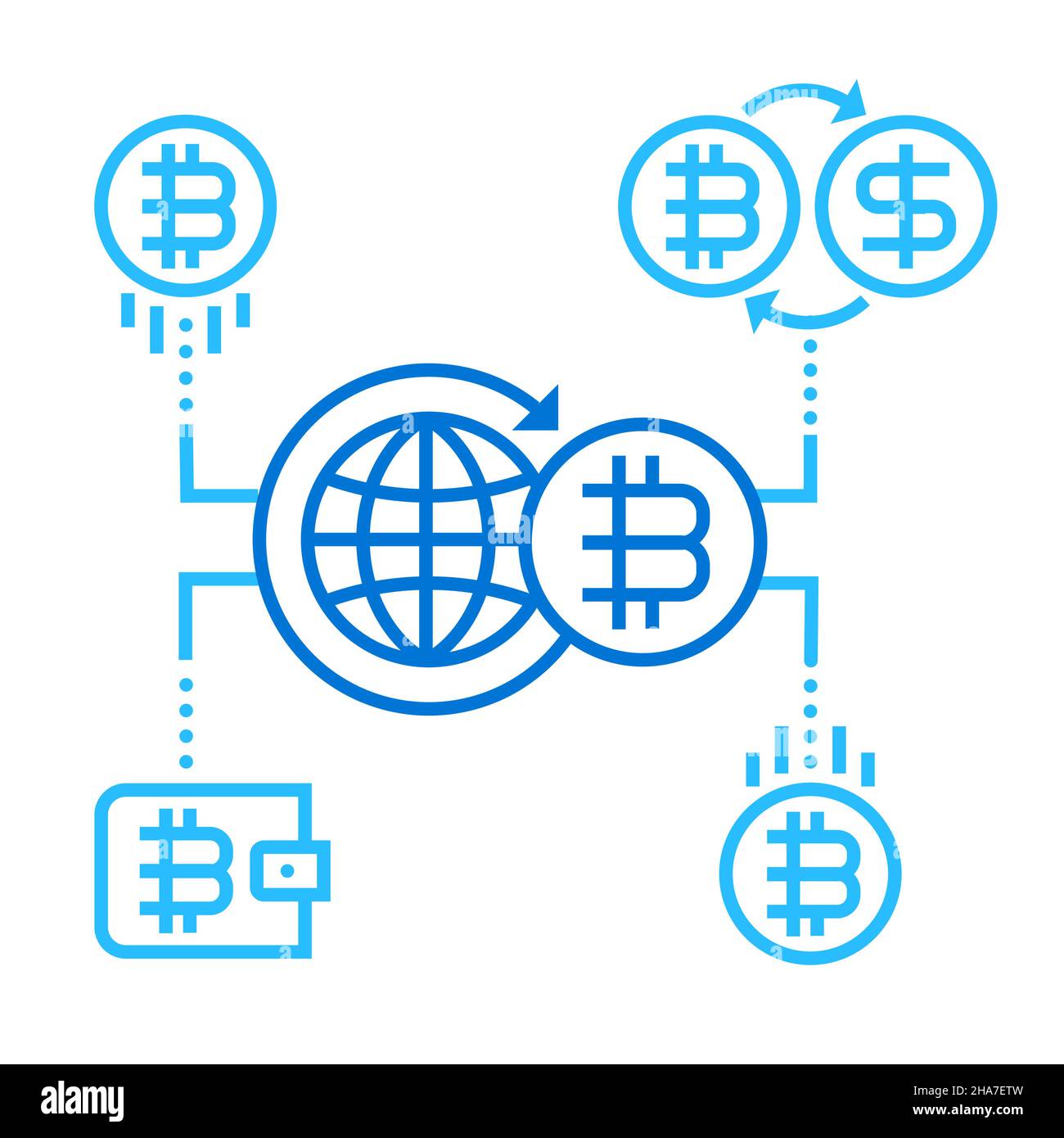 Cryptocurrency Bitcoin Concept Icon Illustration Stock Vector