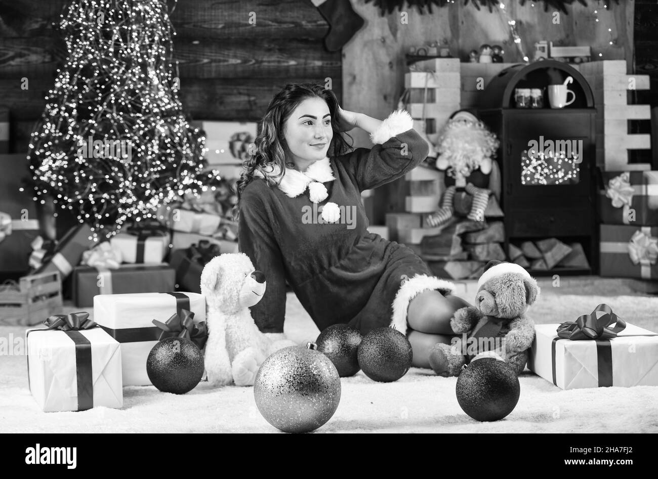 Happy woman near new Black and White Stock Photos Images Alamy