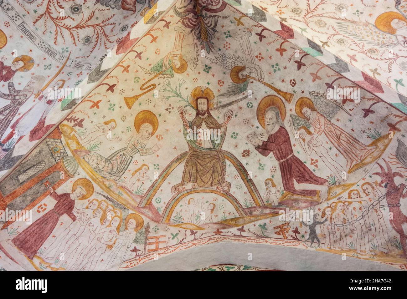 Vordingborg: Keldby Church, famous for its frescoes, in Keldby, Moen, Denmark Stock Photo