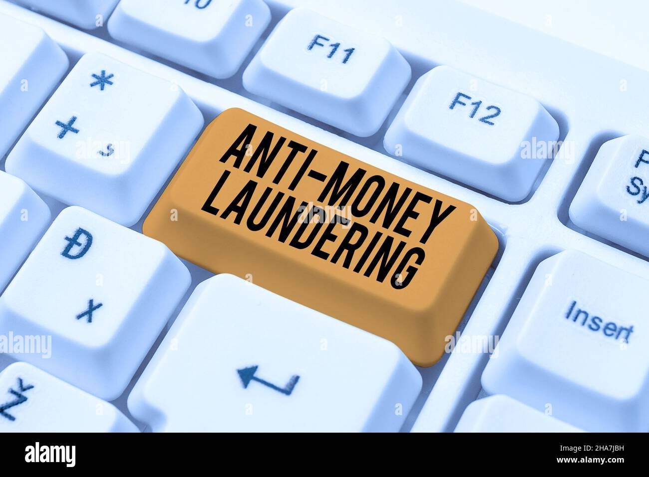 Text caption presenting Anti Money Laundering. Internet Concept stop ...