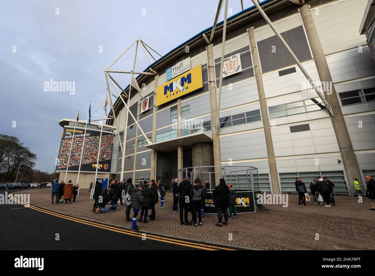 A general view outside the stadium before the game between