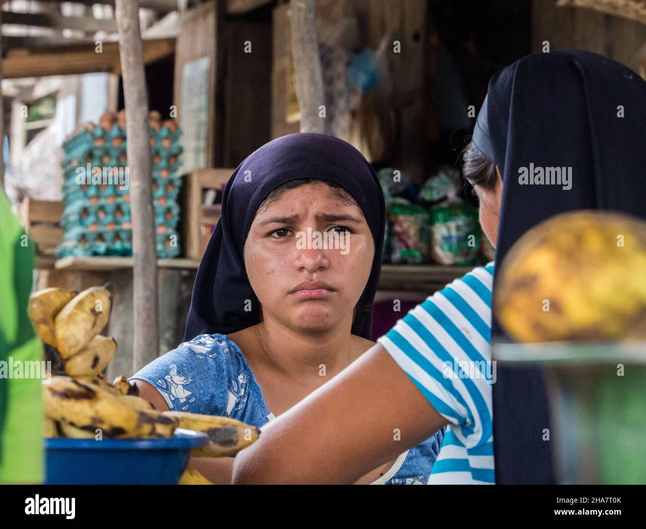 Amazonia. Latin America Dec 2017 Portrait of a woman a local inhabitant of the Amazon