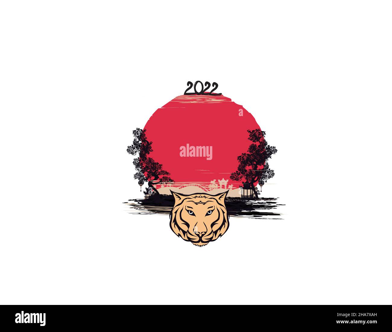 Happy new year 2022, Chinese new year, Year of the tiger, Happy lunar new year 2022 Stock Vector