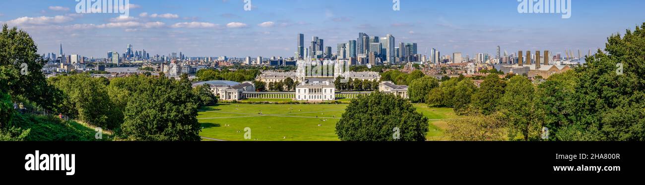 London panorama from Royal observatory Greenwich. Stock Photo