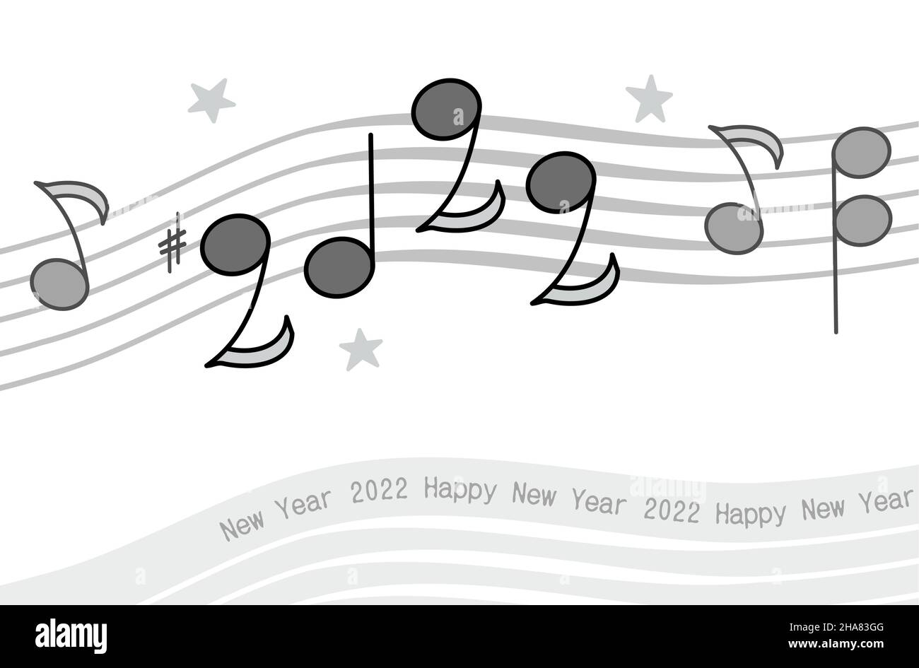 Vector Black and White 2022 Musical Notes Stock Vector
