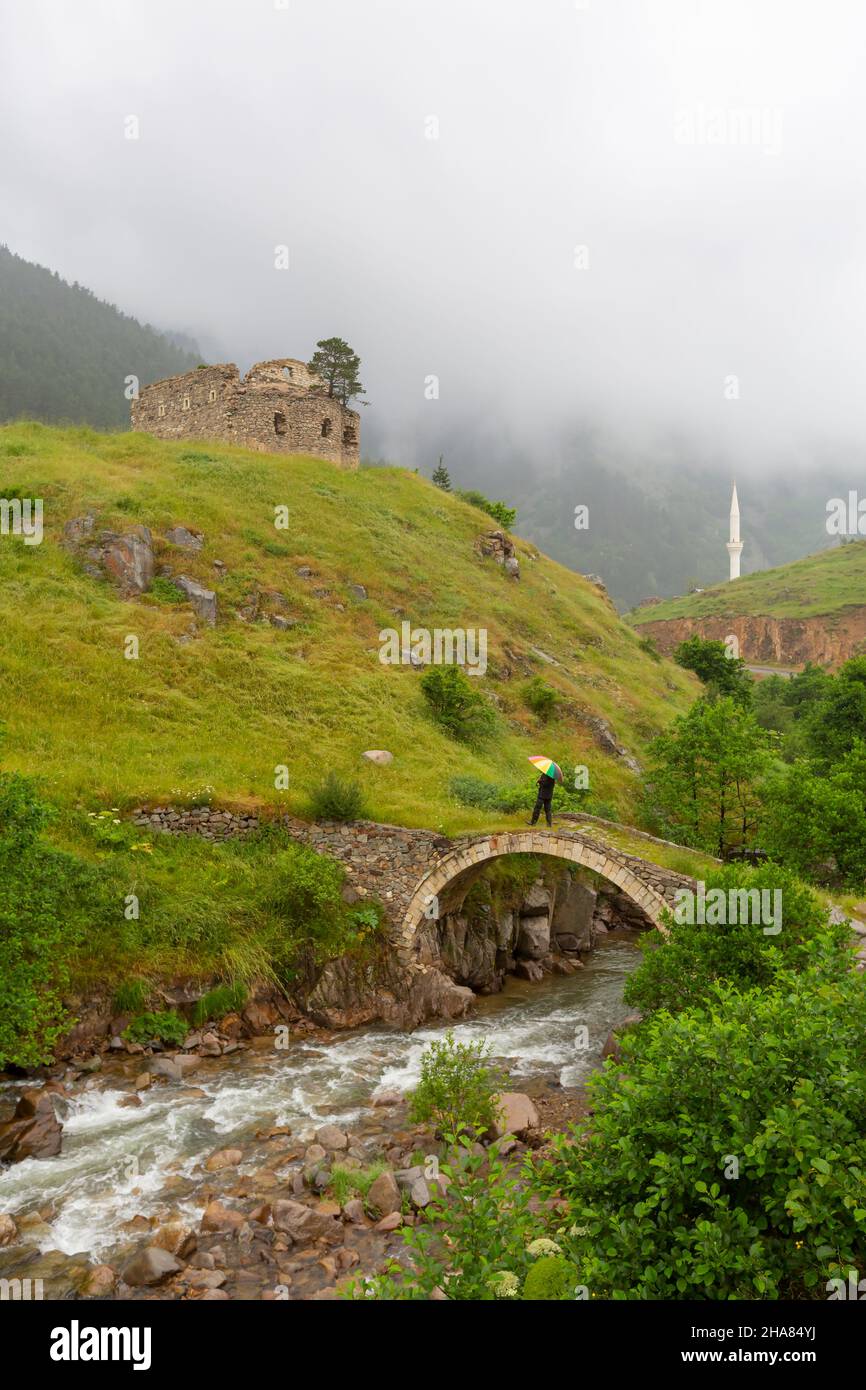 View Of A Arch Bridge With Minaret In The Old Greek Church Alucra view-of-a-arch-bridge-with-minaret-in-the-old-greek-church-alucra