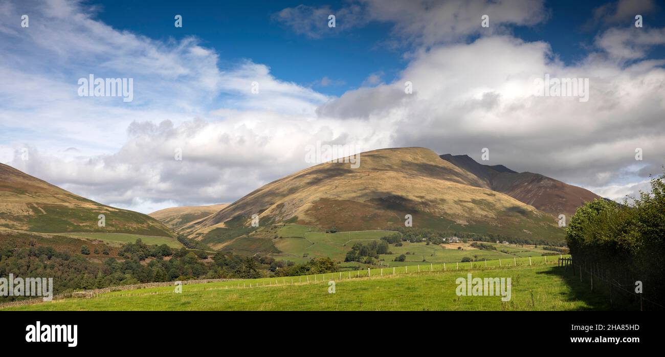 UK, Cumbria, Allerdale, Keswick, Blencathra ‘Saddleback’ from Castlerigg, panoramic Stock Photo