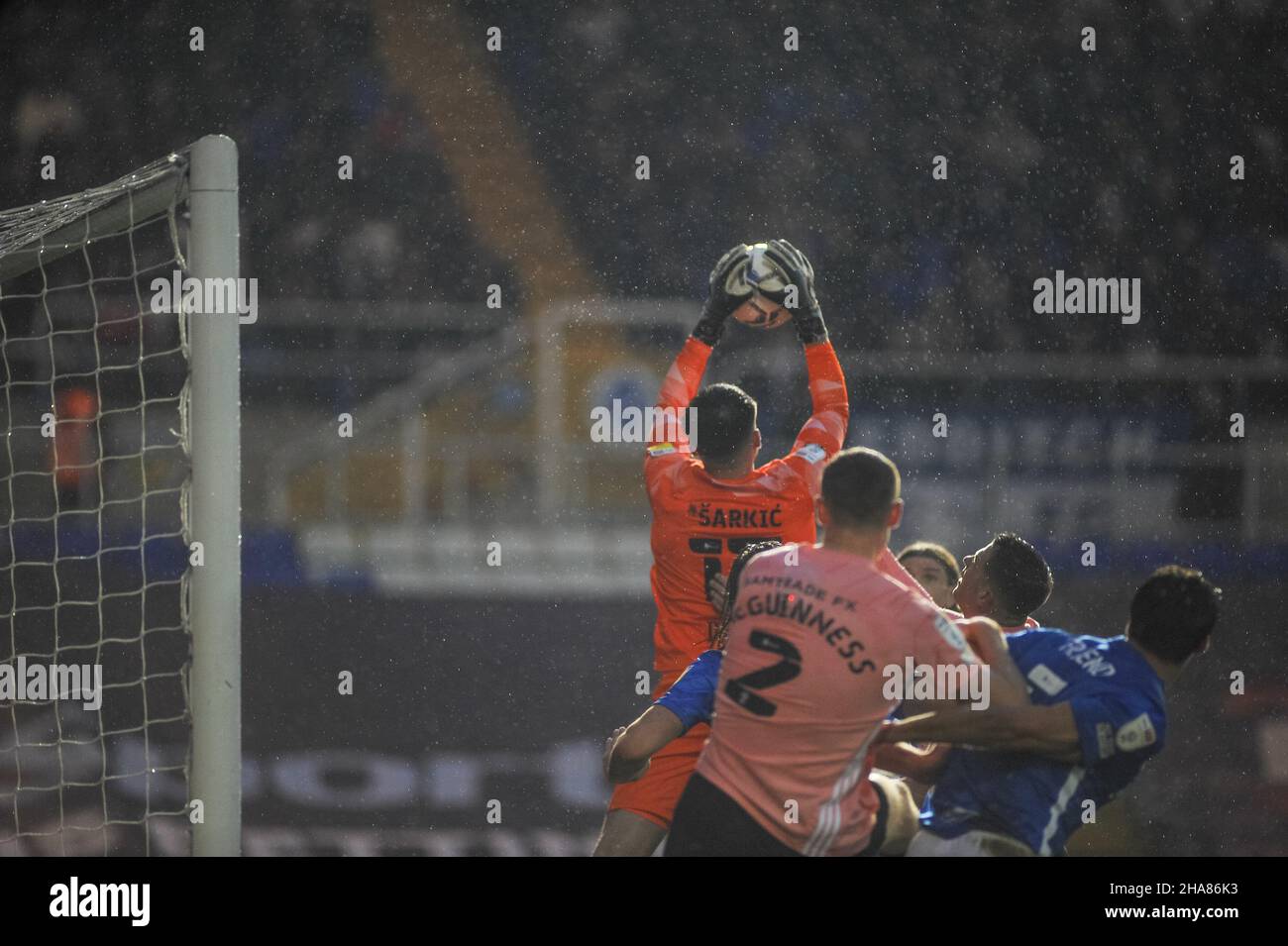 safe hands from Matija Sarkic (Birmingham no. 13 ) during the Sky Bet Championship match between Birmingham City and Cardiff City at St Andrews, Birmingham, England on 11 December 2021. Photo by Karl Newton/PRiME Media Images. Credit: PRiME Media Images/Alamy Live News Stock Photo