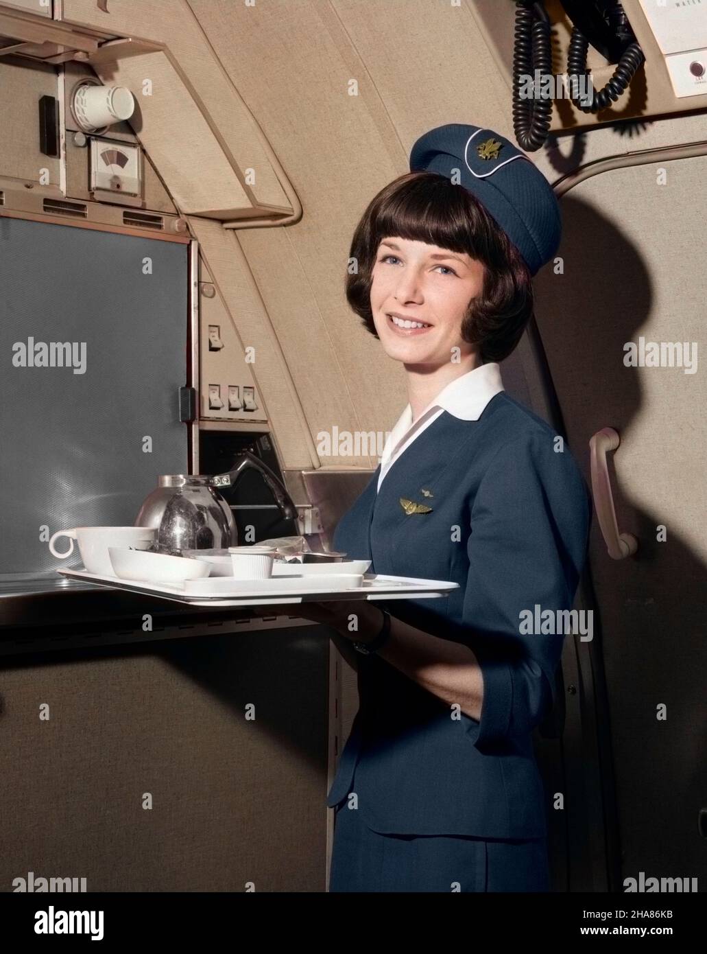 Delicious woman in stewardess uniform