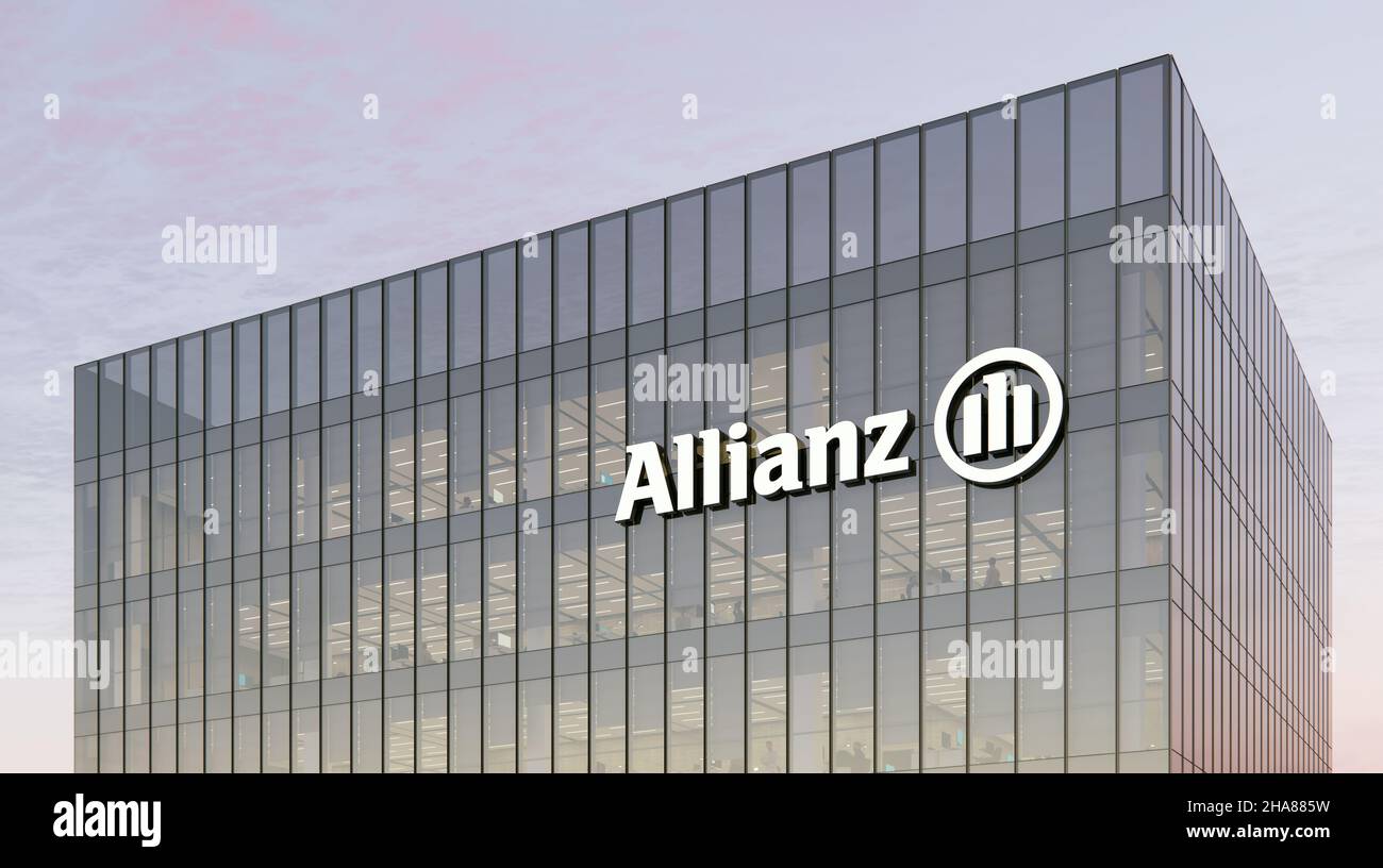 Munich, Germany. October 18, 2021, Editorial Use Only, 3D CGI. Allianz