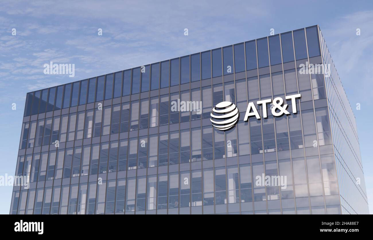 Dallas, TX, USA. October 31, 2021. Editorial Use Only, 3D CGI. AT&T