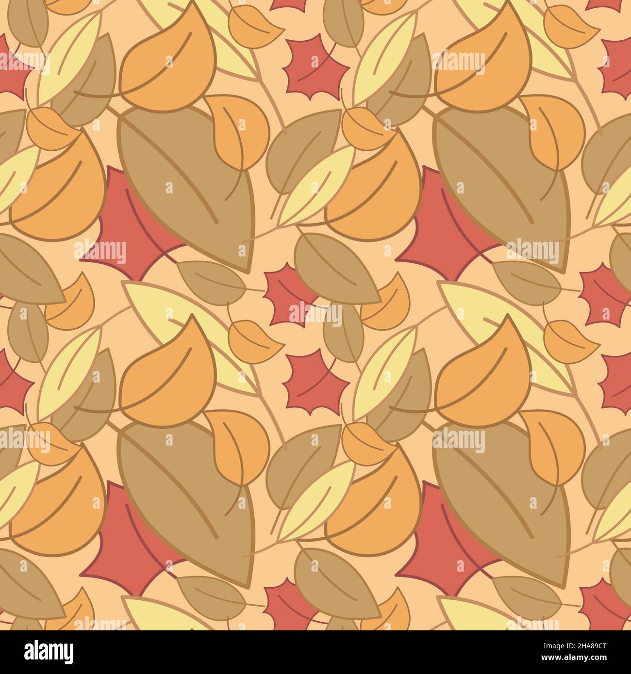 Fall leaves seamless pattern. Hand drawn decorative background. Stock Vector