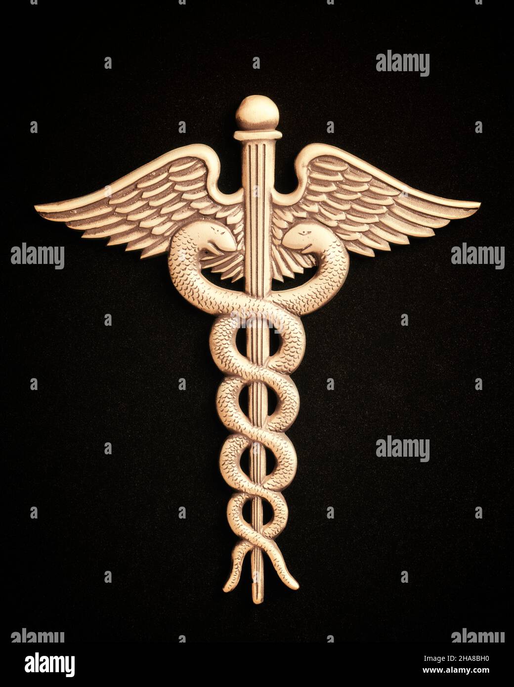 1990s CADUCEUS SILVER ON BLACK BACKGROUND THE AMERICAN SYMBOL OF ...