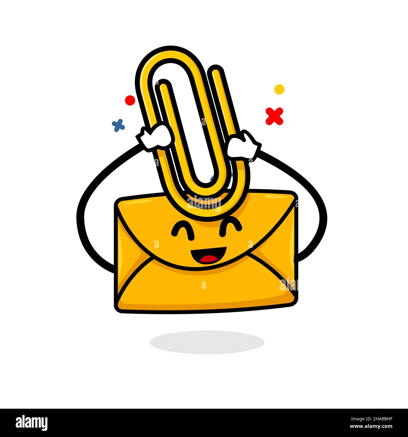 email attachment concept. isolated cute mail cartoon face holding paper