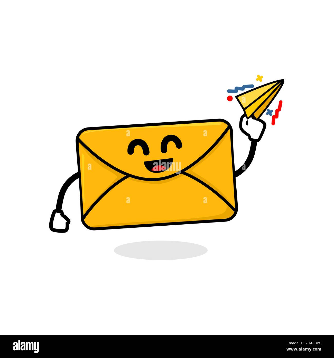 sending letter email. isolated cute mail cartoon face vector illustration Stock Vector