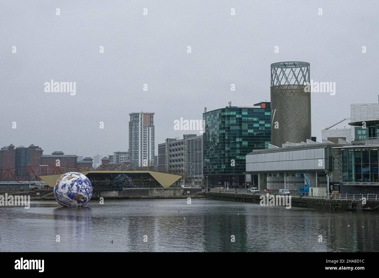 Luke Jerram, Floating Earth, Salford, Media City Stock Photo Alamy