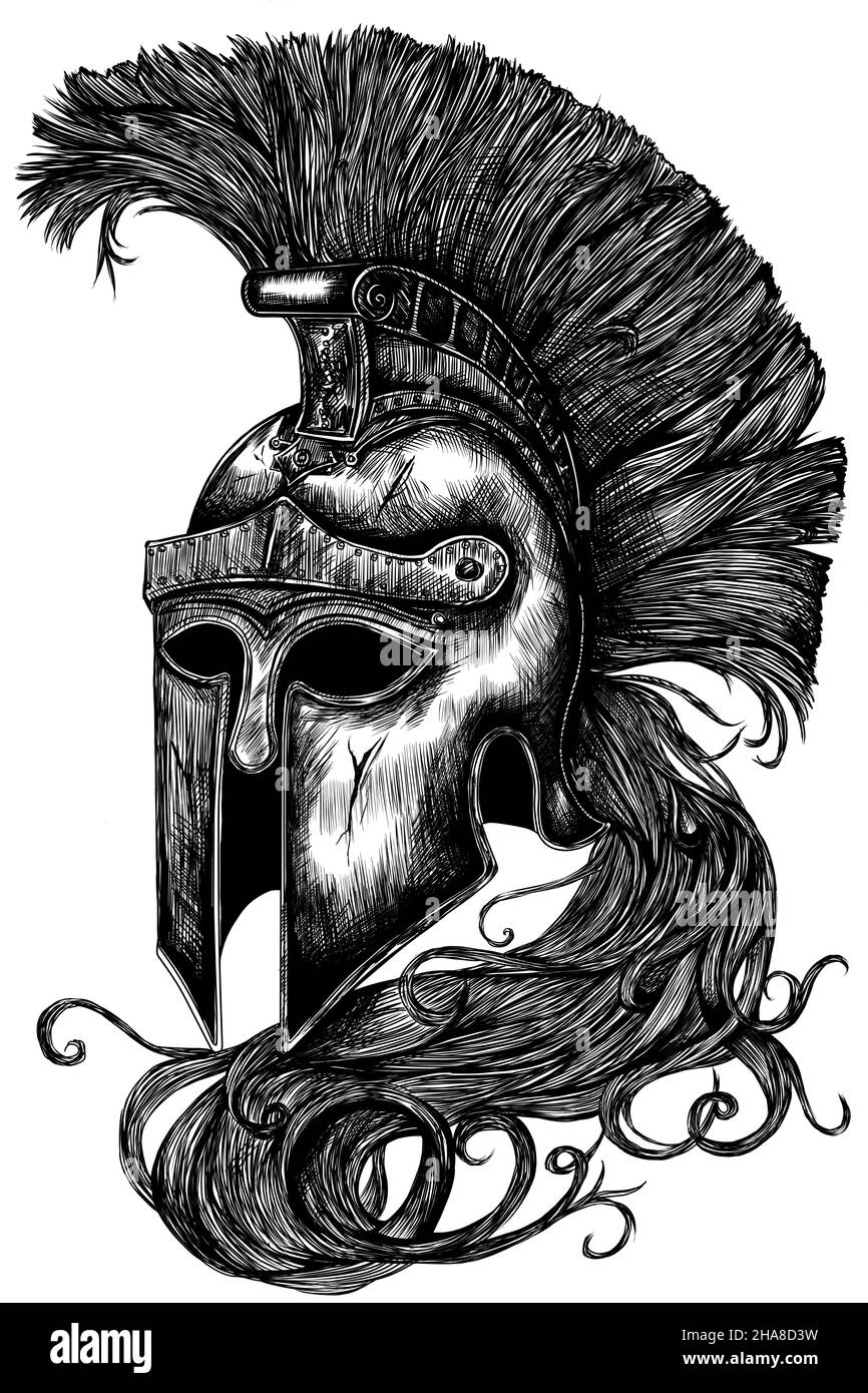 Ancient Greek Roman Helmet Illustration Stock Photo Alamy