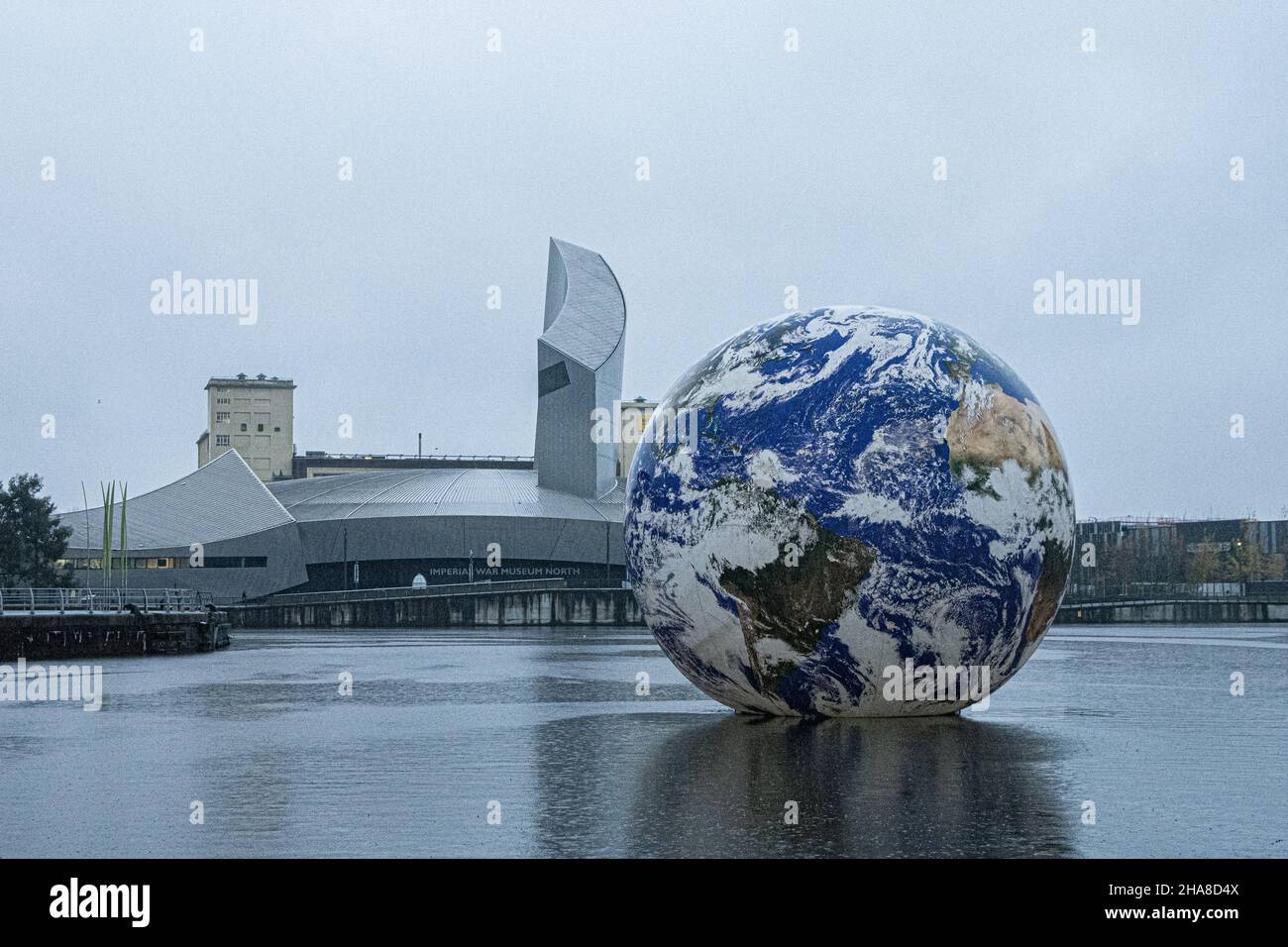 Luke Jerram, Floating Earth, Salford, Media City Stock Photo Alamy